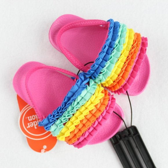 wonder nation Other - Wonder Nation Ruffle Slide Sandals Baby Girl Size 5,6 Rainbow Pink Ankle Straps